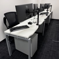 Adapt 600mm deep bench desk with orbit mesh chairs